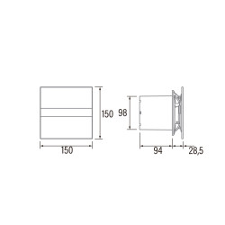 medidas Extractor baño CATA E-100G