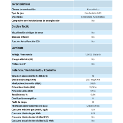 caracteristicas tecnicas Calentador atmosférico butano 10 litros CORBERÓ CCATP10GBNOX