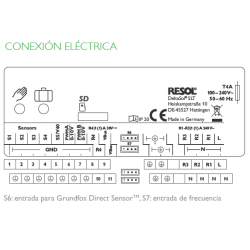 conexión electrica Termostato diferencial doble RESOL Delta Sol SLT