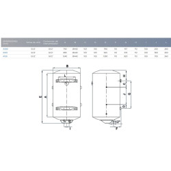 alto ancho fondo entre ejes conexiones intercambiador InterAcumulador NOFER A100