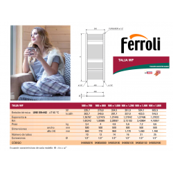 Radiador toallero FERROLI TALIA WF 100 ficha