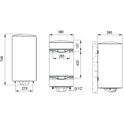 Medidas y conexiones Termo APARICI SIE-N 50