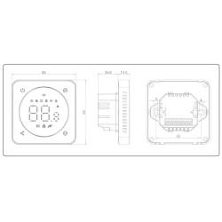 medidas Cronotermostato Dual suelo radiante y Fan Coil FERCO