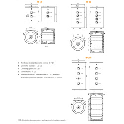 Medidas Depósito Inercia Aerotermia FERROLI ECO PUFFER HP 50-80-100L