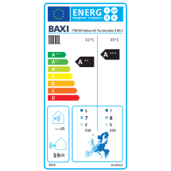 Clase energética bomba de Calor Aerotermia BAXI PLATINUM BC PLUS MONOBLOC 2 8kw