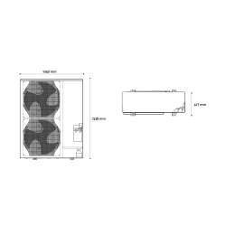 Medidas de la unidad externa bomba de Calor Aerotermia BAXI PLATINUM BC iMAX 22 TR