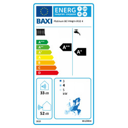 Clase energética bomba de Calor Aerotermia BAXI PLATINUM BC INTEGRA iR32 4 MR