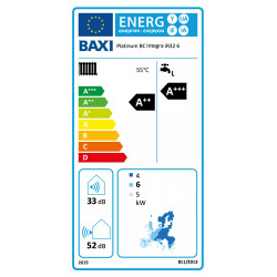 Clase energética bomba de Calor Aerotermia BAXI PLATINUM BC INTEGRA iR32 6 MR