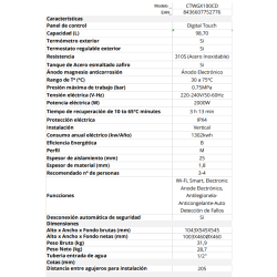 Ficha técnica Termo Eléctrico Digital CORBERÓ CTWGX100CD