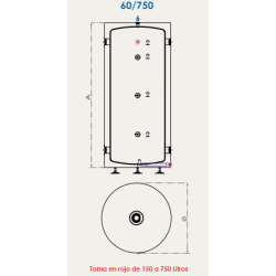 Medidas Depósito de inercia inox FERCO DIIPV80