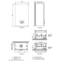 medidas y conexiones Caldera de gas FERROLI KALIS 34 C