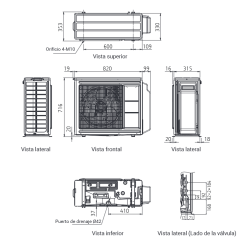 Medidas Multisplit Unidad Exterior 3x1 FUJITSU AOY71M3-KB