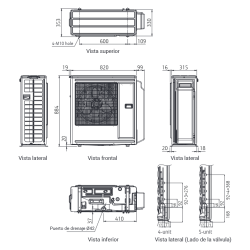 Medidas Multisplit Unidad Exterior 4x1 FUJITSU AOY80M4-KB