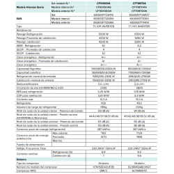 Ficha técnica Aire Acondicionado HISENSE STYLE CF70BT04