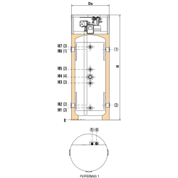 Medidas Depósito para bomba de calor ACS CORDIVARI PUFFERMAS 1 DOMUS 300