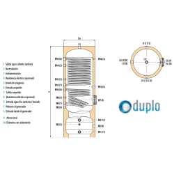 Medidas Interacumulador de 2 Serpentines con Depósito de Inercia CORDIVARI DUPLO 2S 500