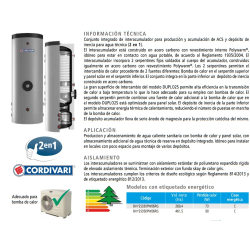 Prestaciones Interacumulador de 2 Serpentines con Depósito de Inercia CORDIVARI DUPLO 2S 500