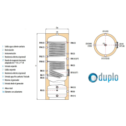 Medidas Interacumulador de 2 Serpentines con Depósito de Inercia CORDIVARI DUPLO 2C 300