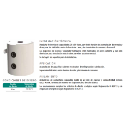 Prestaciones Depósito de Inercia Mural 6 bar CORDIVARI DIM 50