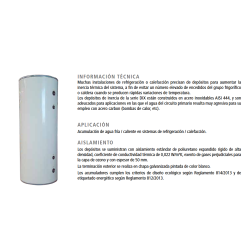 Prestaciones Depósito de Inercia Inoxidable 6 bar SUICALSA DIX 50