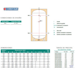 caracteristicas tecnicas Acumulador agua refrigerda SUICALSA ARZ 750