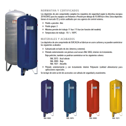 Especificaciones Depósito para Aire Comprimido SUICALSA DAC 710 Litros