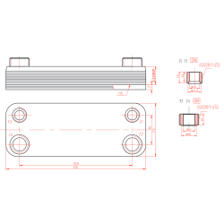 Medidas Intercambiador de Placas  Acero inox FERCO 18 Placas