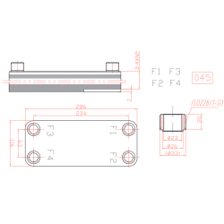 Plano de detalle Intercambiador de Placas Acero inox AISI 316 FERCO 40 Placas
