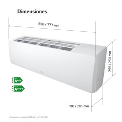 Medidas unidad interior Aire Acondicionado LG ECO 12 R32