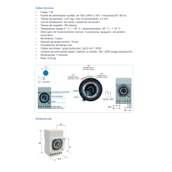Datos técnicos Interruptor horario analógico REVALCO 1ROM1RE