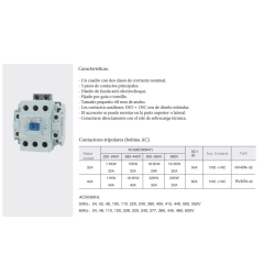 Ficha técnica Contactor 3P 3NO 40A REVALCO RV40 110VAC