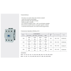 Ficha técnica Contactor 3P 3NO 85A REVALCO RV40 24VAC