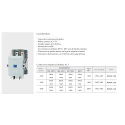 Ficha técnica Contactor 3P 3NO 150A REVALCO RV40 415VAC