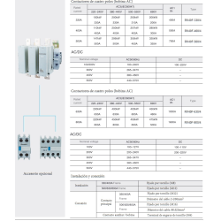 Ficha técnica Contactor 4P 4NO 330A REVALCO RV40 230VAC