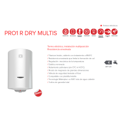 Termo eléctrico, instalación multiposición
Rresistencia envainada