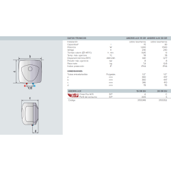Ficha técnica Termo ARISTON ANDRIS LUX 30 OR EU