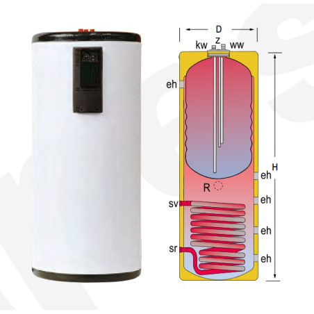 Acumulador con Serpentín ACS LAPESA GEISER INOX GX6P600