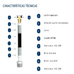 flexo agua inoxidable media pulgada h-h