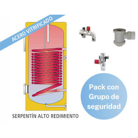 Pack Acumulador con Serpentín Sobredimensionado ACS LAPESA CORAL VITRO CV300HL + Grupo de seguridad