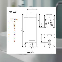 medidas alto ancho fondo conexiones agua gas chimenea Vaillant turboMAG pro 125 butano