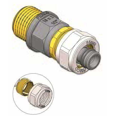 Racor Fijo Macho Compresión FERCO Ø 16 - ½"