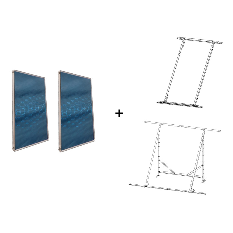 Pack 2 Placas Solares Térmicas Slim con Soporte Universal Cubierta Plana o Inclinada FERCO FCS2.0