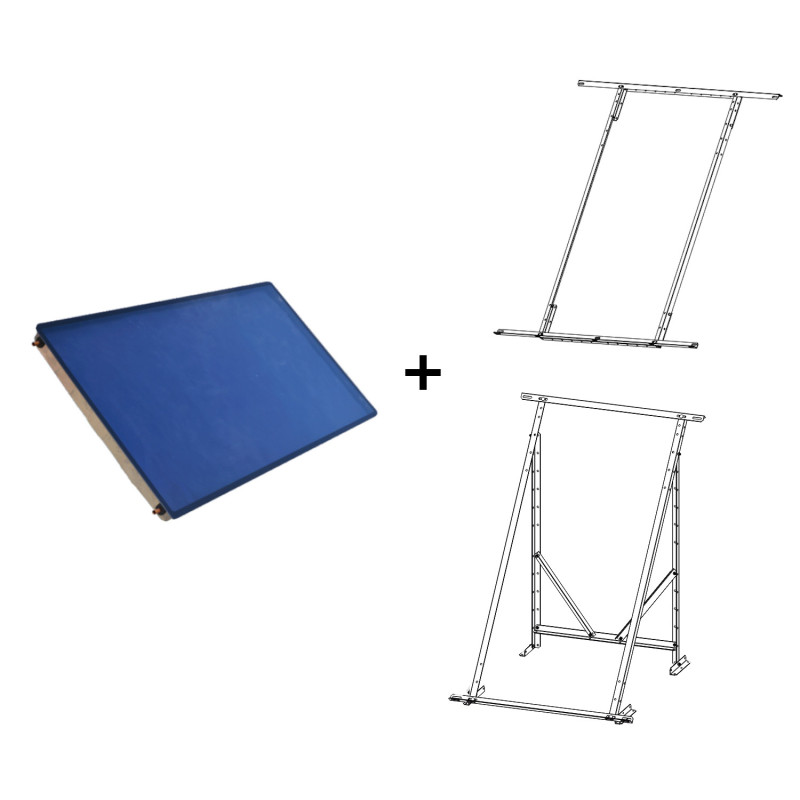Pack 1 Placa Solar Térmica Horizontal con Soporte Universal Plano o Inclinado FERCO FH 2.2M