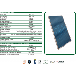 ficha tecnica Placa solar térmica HORIZONTAL FERCO FH 2.5M