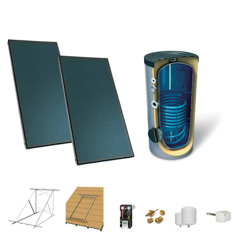 Kit Forzado Solar Térmico TRADESOL CF320-(2)x2,00