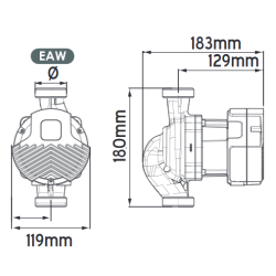 Medidas Bomba Recirculación Alta Fficiencia Híbrida FERCO RS25/15EAW