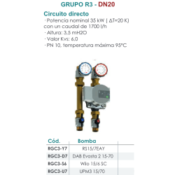 Ficha técnica Grupo de Bombeo Circuito Directo DN20 FERCO RGC3-Y7
