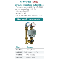 Ficha técnica Grupo de Bombeo Circuito Mezclado Automático DN20 FERCO RGC2-Y7