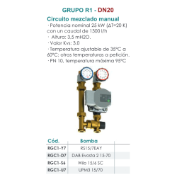Ficha técnica Grupo de Bombeo Circuito Mezclado Manual DN20 FERCO RGC1-U7