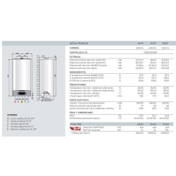 detalle medidas conexiones Caldera solo calefacción Ariston CLAS ONE SYSTEM 35FF